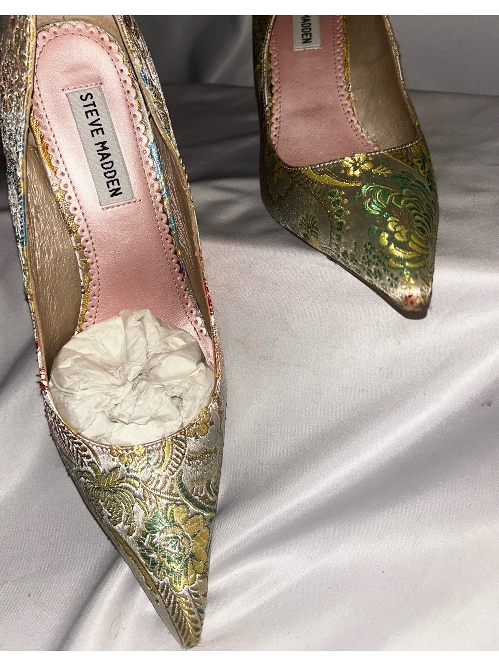 Steve Madden Metallic Floral Brocade Pointed-Toe Pumps - Picture 5 of 8
